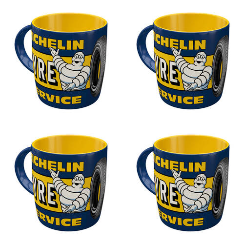 4PK Nostalgic-Art Ceramic Mug Michelin Tyre Service 9x9cm - Blue