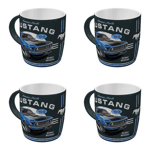 4PK Nostalgic-Art Ceramic Mug Ford Mustang 1969 Mach 1 9x9cm - Blue
