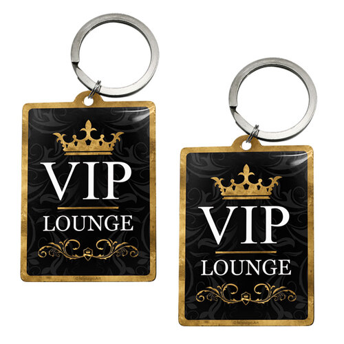 2PK Nostalgic Art Metal 9.3cm Rectangle Keyring - VIP Lounge