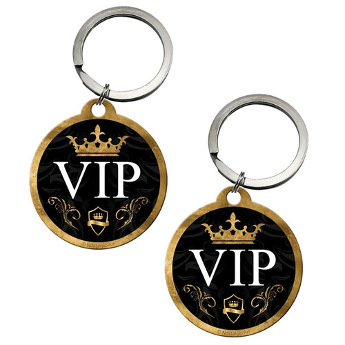 2PK Nostalgic Art Metal 7.5cm Round Keyring - VIP Black