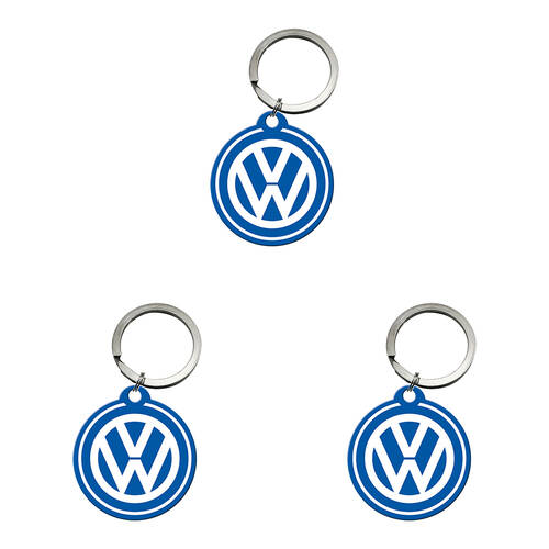 3PK Nostalgic-Art Stainless Steel Keyring Round 7.5x4cm - VW Logo