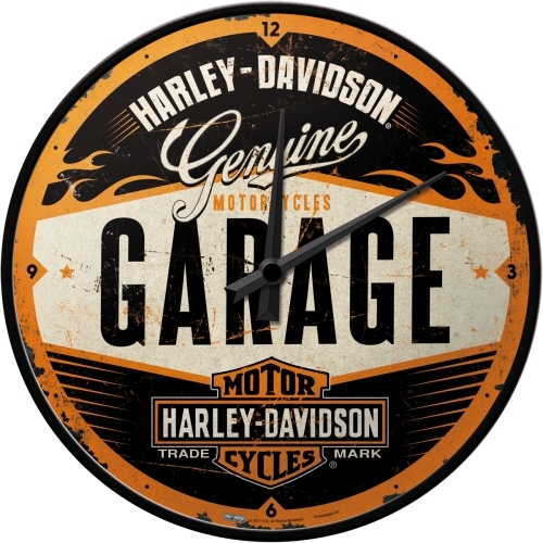 Nostalgic Art 30cm Harley-Davidson Garage Quartz Round Wall Clock