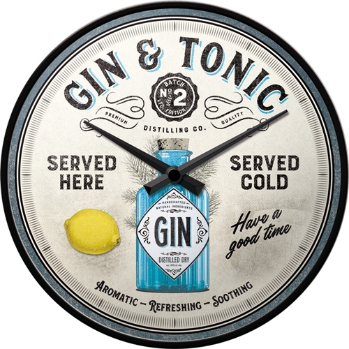 Nostalgic Art 30cm Gin & Tonic Quartz Round Wall Clock