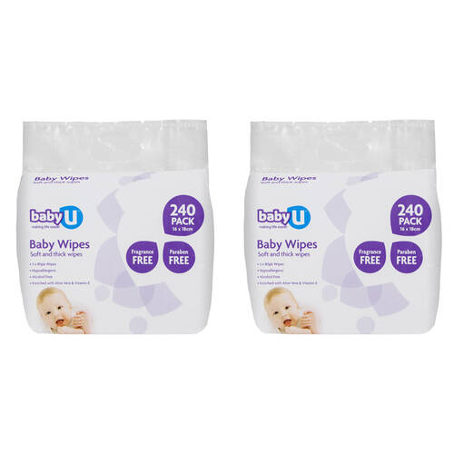 2x 240pc Baby U Baby Wipes