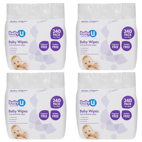4x 240pc Baby U Baby Wipes