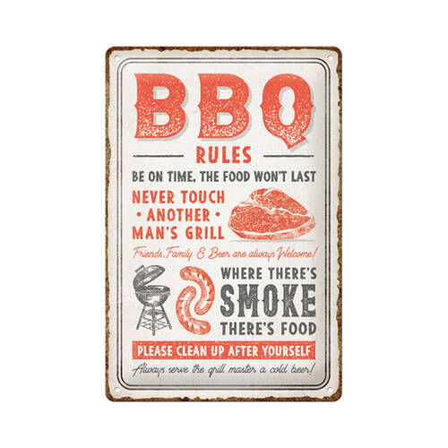 Nostalgic-Art Medium Metal Plaque/Sign BBQ Rules 20x30cm