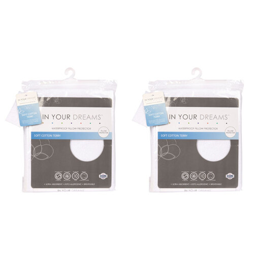 2PK In Your Dreams Cotton Terry + PU Waterproof Pillow Protector
