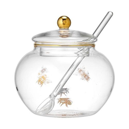 Ashdene 10cm Honey Bee Glass Sugar Bowl w/Spoon