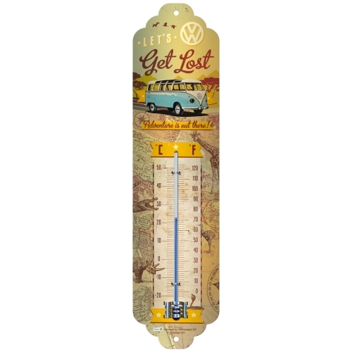 Nostalgic Art 28x6.5cm Wall Thermometer Metal VW Bulli Lets Get Lost