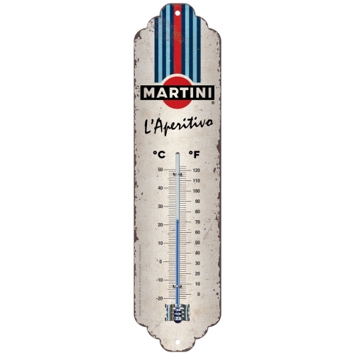 Nostalgic Art 28x6.5cm Thermometer Metal Martini L'Aperitivo Racing Stripes