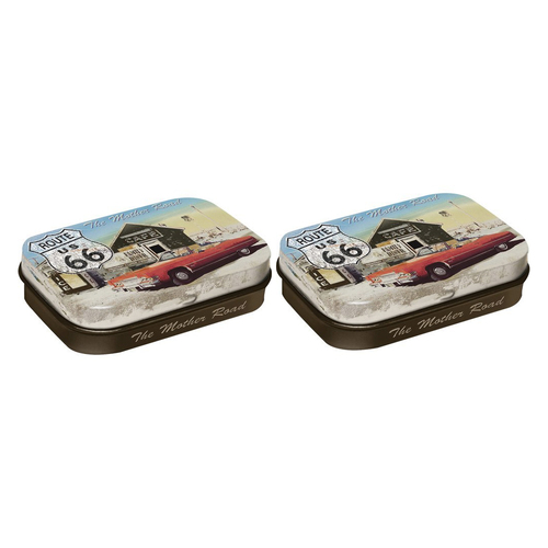 2PK Nostalgic Art 6x2cm Pocket Mint Box Route66 Mother Road