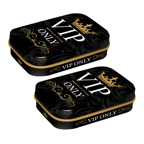 2PK Nostalgic Art 6cm Mint Tin Box VIP Only Fresh Breath Hard Candy - Black