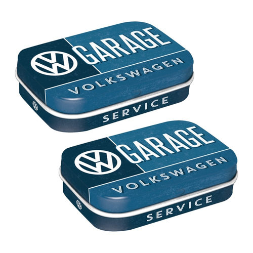 2PK Nostalgic Art 6cm Mint Tin Box VW Garage Fresh Breath Hard Candy Mints