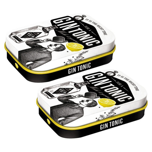 2PK Nostalgic Art 6cm Mint Tin Box Gin Tonic Fresh Breath Hard Candy Mints