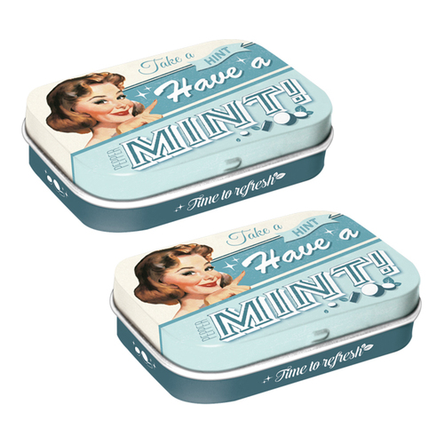 2PK Nostalgic Art 6cm Mint Tin Box Have A Mint Fresh Breath Hard Candy Mints