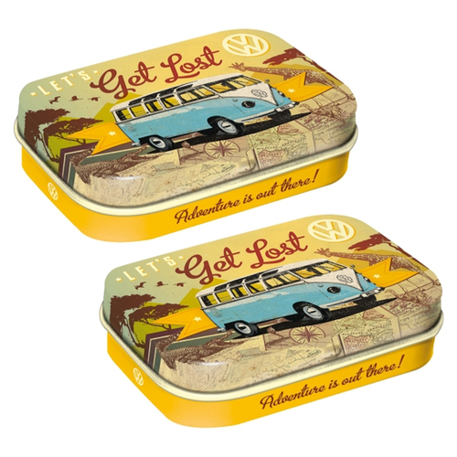 2PK Nostalgic Art 6cm Mint Tin Box VW Get Lost Fresh Breath Hard Candy Mints