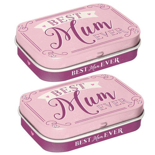 2PK Nostalgic Art 6cm Mint Tin Box Best Mum Ever Fresh Breath Hard Candy