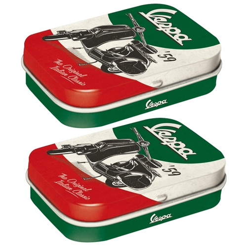 2PK Nostalgic Art 6cm Mint Tin Box Vespa The Italian Classic Fresh Breath Candy