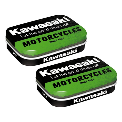 2PK Nostalgic Art 4x6cm Mint Box Metal Tin Kawasaki Motorcycles