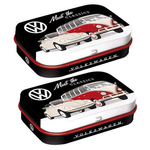 2PK Nostalgic Art 6cm Mint Tin Box VW Meet The Classics Hard Candy Mints