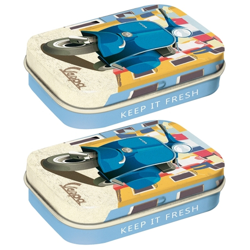 2PK Nostalgic Art 6cm Mint Tin Box Vespa Italian Laundry Hard Candy Mints
