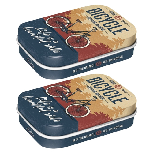 2PK Nostalgic Art 6cm Mint Tin Box Bicycle Beautiful Ride Hard Candy