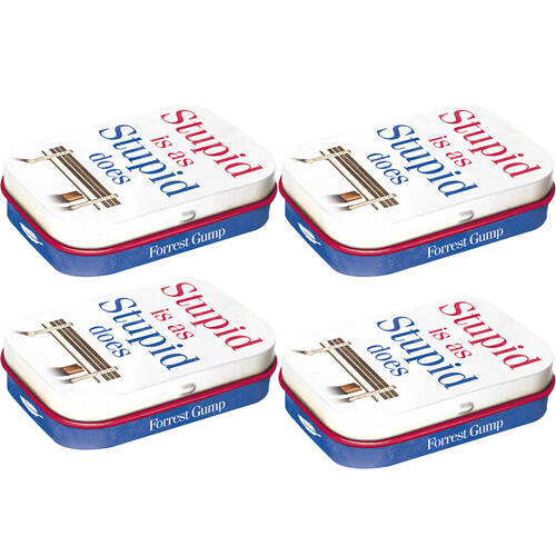 4PK Nostalgic-Art Mint Tin Box Forrest Gump Stupid Is As Stupid Does 4x6cm