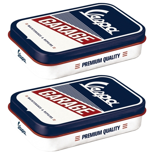 2PK Nostalgic Art 10cm Mint Tin Box XL Vespa Garage Fresh Breath Hard Candy