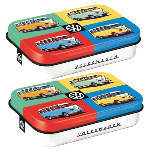 2PK Nostalgic Art 10cm Mint Tin Box XL VW Bulli Pop Art Hard Candy Mints