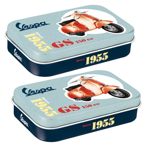 2PK Nostalgic Art 10cm Mint Tin Box XL Vespa GS150 Since 1955 Hard Candy