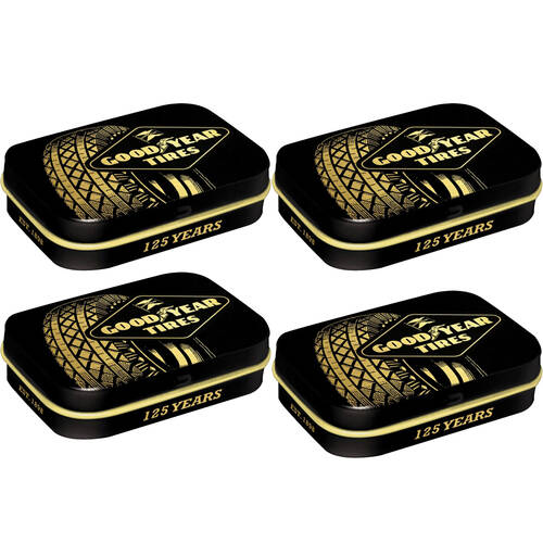 4PK Nostalgic-Art Pocket Mint Tin Box Goodyear 125 Years Tire 4x6cm - Black
