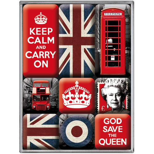 9pc Nostalgic Art Keep Calm Fridge Decor 2.2/4.5cm Magnet Set