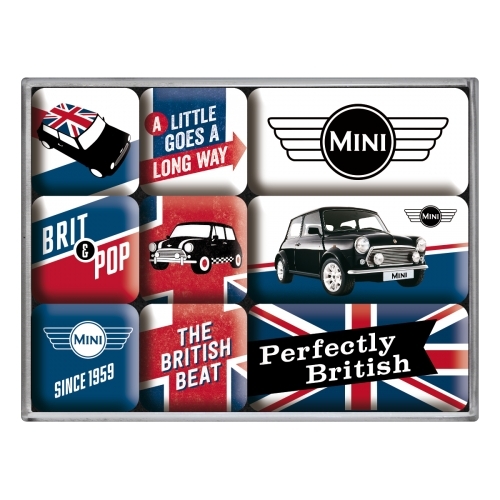 9pc Nostalgic Art Mini Union Jack Fridge Decor 2.2/4.5cm Magnet Set