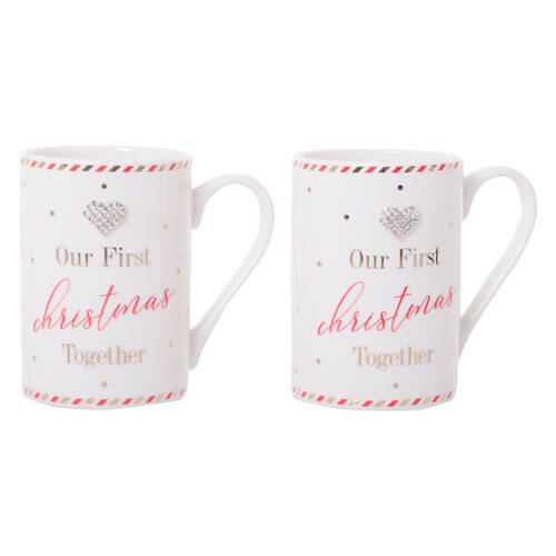 2pc Gibson Gifts Mad Dots Our First Christmas Together Drinking Mug Set
