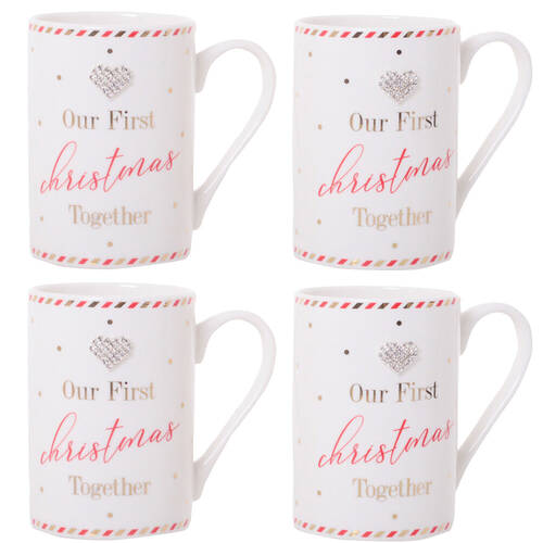 2x 2pc Gibson Gifts Mad Dots Our First Christmas Together Drinking Mug Set