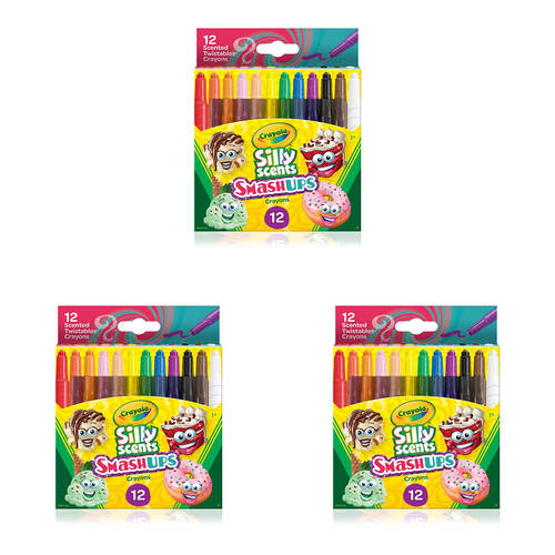 3x 12pc Crayola Silly Scents Smash Ups Mini Twistables Crayons Kids 3y+