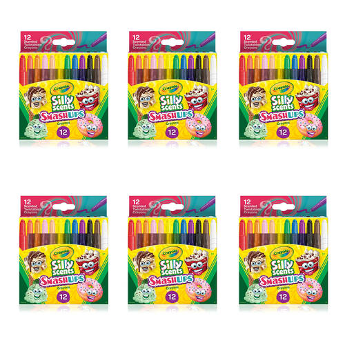 6x 12pc Crayola Silly Scents Smash Ups Mini Twistables Crayons Kids 3y+