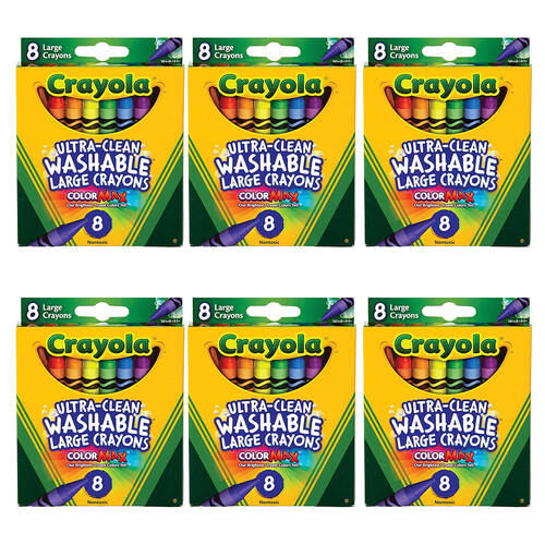 6x 8pc Crayola Washable Large Crayons Kids/Toddler 3y+