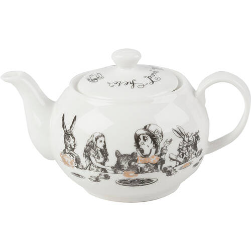 Mikasa x V & A Alice In Wonderland Mini Teapot Kettle 13.5x14.5x11cm White/Black