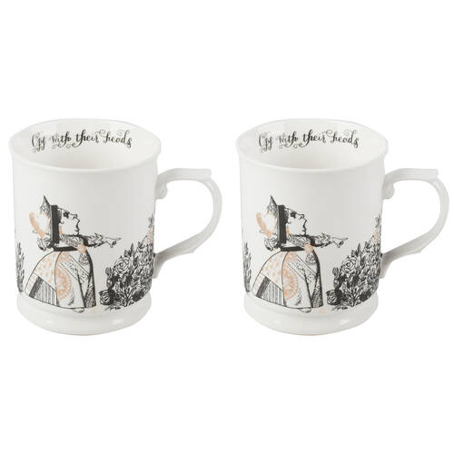 2PK Mikasa x V & A Alice In Wonderland Tankyard Coffee Drinking Mug White/Black