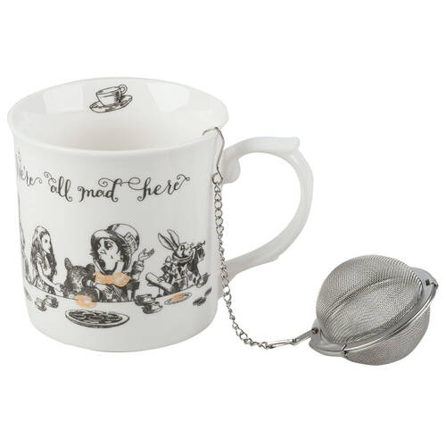 Mikasa x V & A Alice In Wonderland High Tea Gift Set w/ Length Chain White/Black