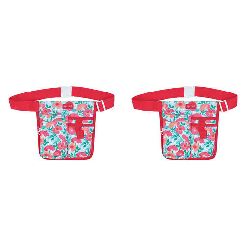 2PK Annabel Trends Sprout Half Waist Garden Tool Belt - Sherbet Poppies