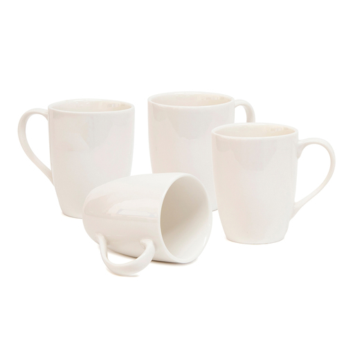 4pc Salt & Pepper Blanc 350ml Mug Bone China Coffee Cup - White