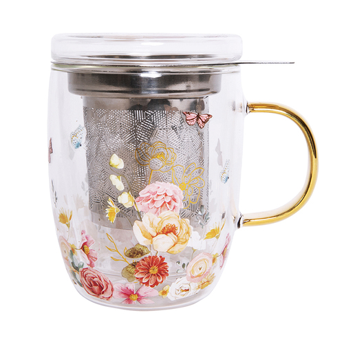 Ashdene Springtime Soiree Double Walled Glass 3 Piece Infuser