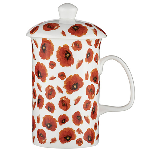 3pc Ashdene Red Poppies 320ml/14.5cm Infuser w/ Lid