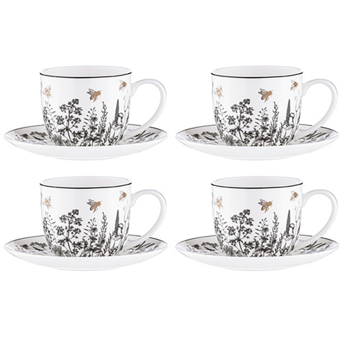 4pc Ashdene Queen Bee Tea/Coffee Cup & Saucer Set