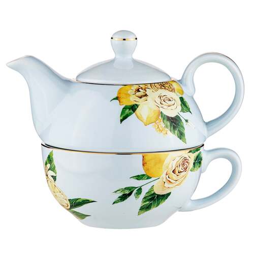 Ashdene Citrus Blooms Tea For One Set - Blue/Lemon