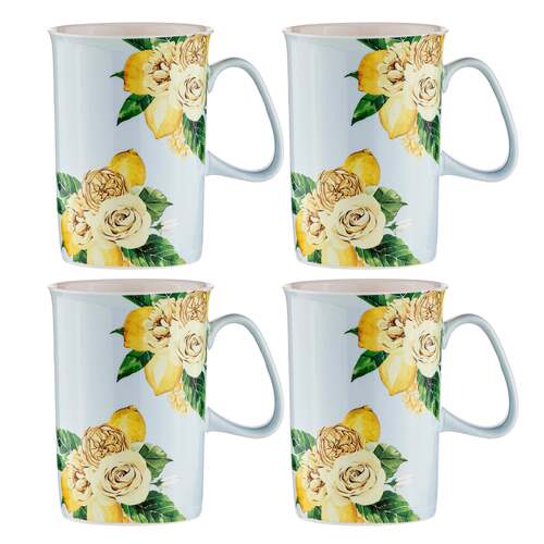 4pc Ashdene Citrus Blooms 350ml Coffee Can Mug Set