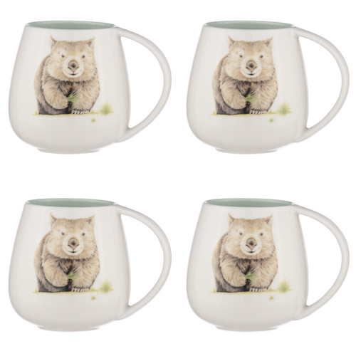 4PK Ashdene Bush Buddies Wombat Snuggle 500ml Mug - White