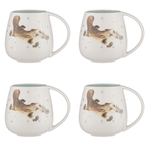 4PK Ashdene Bush Buddies Platypus Snuggle 500ml Mug - White
